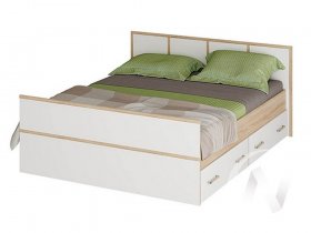 Двуспальная кровать 1,4м Сакура (дуб сонома/белый) в Батагае - batagaj.mebel-nsk.ru | фото