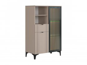 Комод 2 со стеклом Рич (кашемир/фрапучино матовый/черный) в Батагае - batagaj.mebel-nsk.ru | фото
