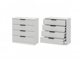 Комод 4 ящика (МДФ) Эккервуд (белый) в Батагае - batagaj.mebel-nsk.ru | фото