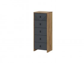 Комод 5ящ. Байкал (дуб крафт золотой/графит) в Батагае - batagaj.mebel-nsk.ru | фото