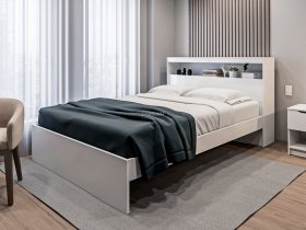 Кровать двуспальная 1,6м Бруклин СБ-3356 (белый) в Батагае - batagaj.mebel-nsk.ru | фото