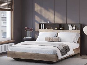 Кровать двуспальная 1,6м КР-16 Энигма (венге/дуб каньон) в Батагае - batagaj.mebel-nsk.ru | фото