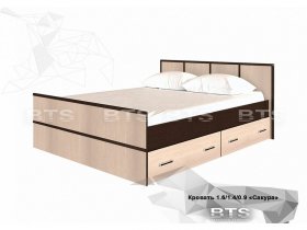 Кровать двуспальная с ящиками 1,4м Сакура (BTS) в Батагае - batagaj.mebel-nsk.ru | фото