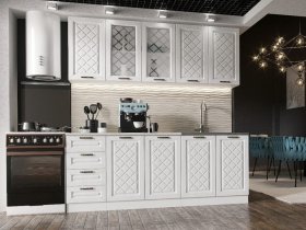 Кухонный гарнитур Агава 2,0 м (акация белая) в Батагае - batagaj.mebel-nsk.ru | фото