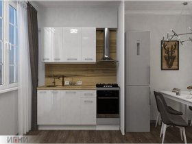 Кухонный гарнитур МДФ Выгодно и точка 1,5 м (белый глянец) в Батагае - batagaj.mebel-nsk.ru | фото