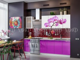 Кухонный гарнитур Орхидея (фиолетовый) в Батагае - batagaj.mebel-nsk.ru | фото