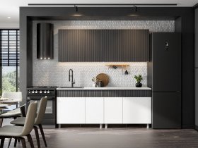 Кухонный гарнитур София (2,0м) (бланж/графит матовый) в Батагае - batagaj.mebel-nsk.ru | фото