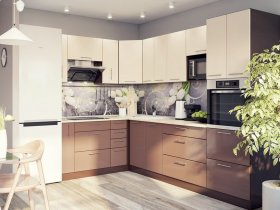 Модульная кухня Классика (ваниль/шоколад) в Батагае - batagaj.mebel-nsk.ru | фото