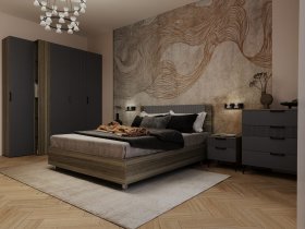 Модульная спальня Борнео (джара темная/хангва) в Батагае - batagaj.mebel-nsk.ru | фото