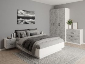 Модульная спальня Гамма (белый/цемент) в Батагае - batagaj.mebel-nsk.ru | фото