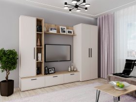 Модульная стенка Верона (сатин/дуб крафт серый) в Батагае - batagaj.mebel-nsk.ru | фото