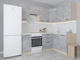 Модульная угловая кухня 1,4м*2,1м Лада (цемент) в Батагае - batagaj.mebel-nsk.ru | фото