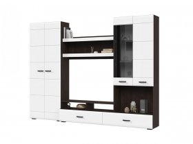 Стенка ГС-01 Либерти (венге/белый глянец) в Батагае - batagaj.mebel-nsk.ru | фото