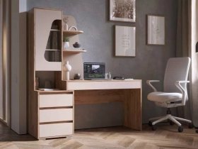 Стол компьютерный Пифагор (дуб вотан/кашемир) в Батагае - batagaj.mebel-nsk.ru | фото