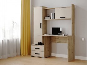 Стол письменный «Квартет-9» (дуб крафт серый/кашемир) в Батагае - batagaj.mebel-nsk.ru | фото