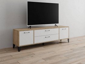 Тумба под ТВ Парус-13 (дуб крафт серый/белый) в Батагае - batagaj.mebel-nsk.ru | фото