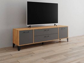 Тумба под ТВ Парус-13 (дуб крафт золотой/графит серый) в Батагае - batagaj.mebel-nsk.ru | фото